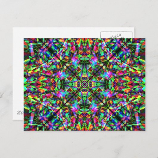 Patroon voor groene en regenboog Mandala Briefkaart (Voorkant / Achterkant)