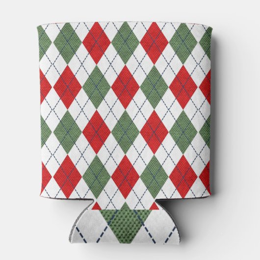 Patroon voor groene en rode Argyle Blikjeskoeler (Achterkant)