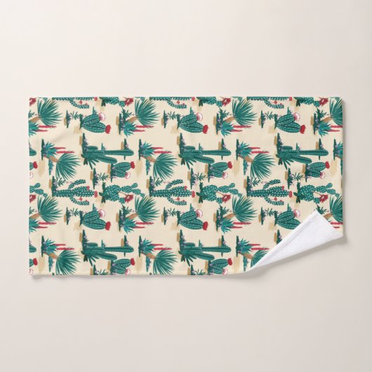 Patroon voor groene en rode cactus bad handdoek (Handdoek)