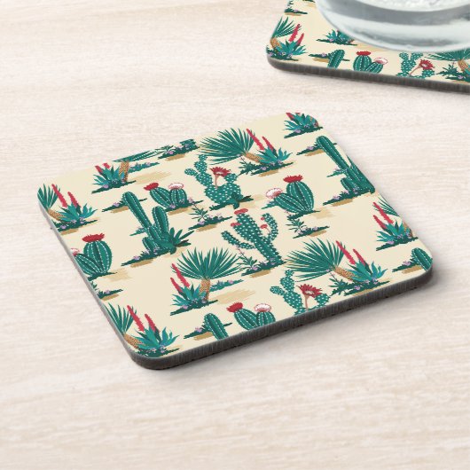 Patroon voor groene en rode cactus bier onderzetter (Linkerzijde)