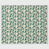 Patroon voor groene en rode cactus cadeaupapier (Vlak)