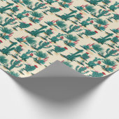 Patroon voor groene en rode cactus cadeaupapier (Hoek)