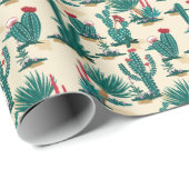 Patroon voor groene en rode cactus cadeaupapier (Rol Hoek)