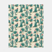 Patroon voor groene en rode cactus fleece deken (Voorkant)
