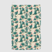 Patroon voor groene en rode cactus golfhanddoek (Voorkant)