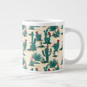 Patroon voor groene en rode cactus grote koffiekop