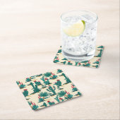 Patroon voor groene en rode cactus kartonnen onderzetters (Insitu)