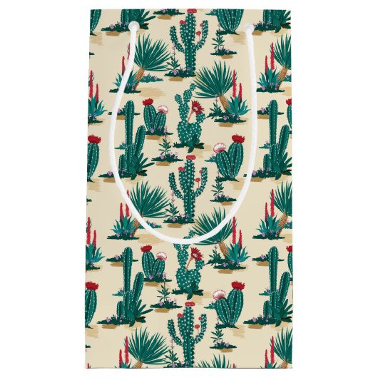 Patroon voor groene en rode cactus klein cadeauzakje (Voorkant)