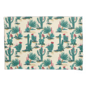 Patroon voor groene en rode cactus kussensloop (Voorkant-Links)