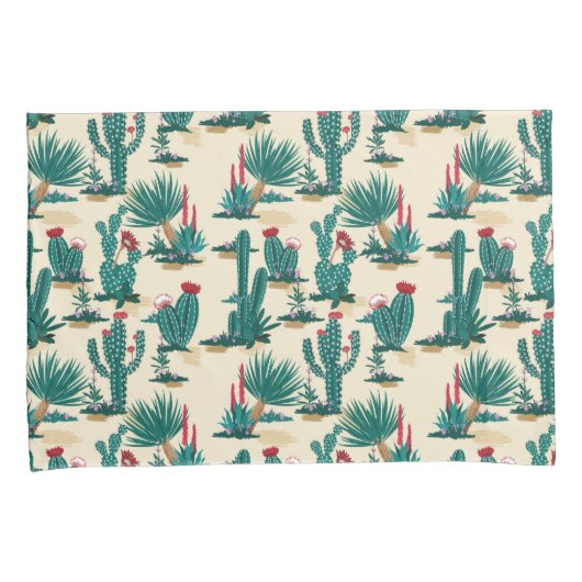 Patroon voor groene en rode cactus kussensloop (Voorkant-Rechts)