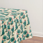Patroon voor groene en rode cactus tafelkleed (Voorbeeld)