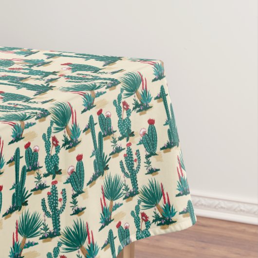 Patroon voor groene en rode cactus tafelkleed (Voorbeeld)