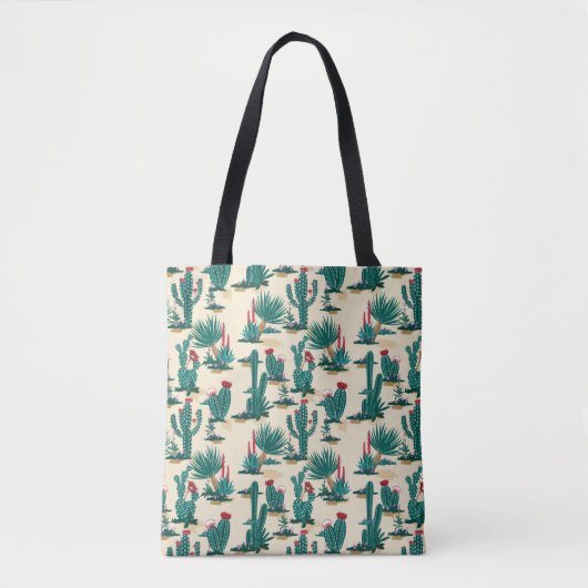 Patroon voor groene en rode cactus tote bag (Voorkant)