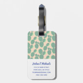 Patroon voor groene en roze cactus bagagelabel (Achterkant verticaal)