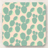 Patroon voor groene en roze cactus bier onderzetter (Voorkant)