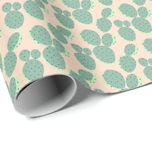 Patroon voor groene en roze cactus cadeaupapier (Rol Hoek)