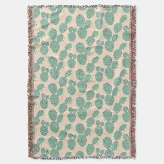 Patroon voor groene en roze cactus deken (Voorkant Verticaal)