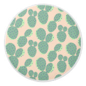 Patroon voor groene en roze cactus keramische knop (Voorkant)