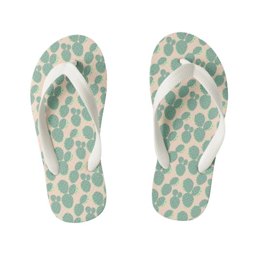 Patroon voor groene en roze cactus kinder teenslippers (Voetbed)