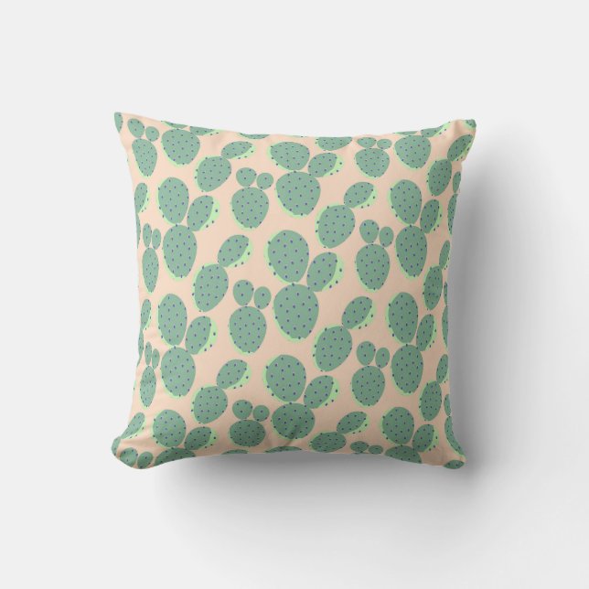 Patroon voor groene en roze cactus kussen (Voorkant)