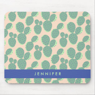 Patroon voor groene en roze cactus muismat