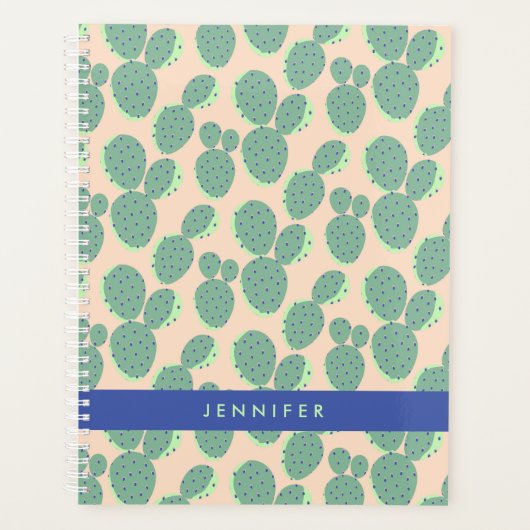 Patroon voor groene en roze cactus planner (Voorkant)
