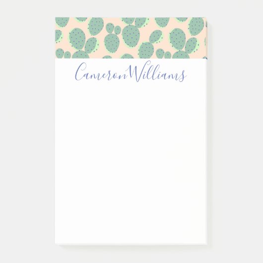 Patroon voor groene en roze cactus post-it® notes (Voorkant)