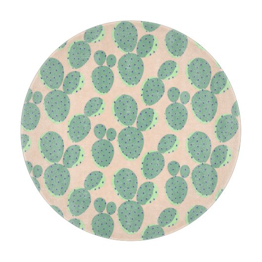 Patroon voor groene en roze cactus snijplank (Voorkant)