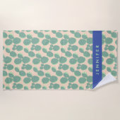 Patroon voor groene en roze cactus strandlaken (Voorkant)