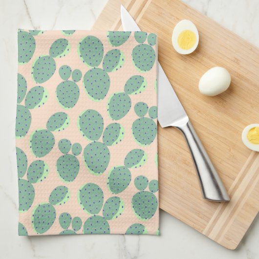 Patroon voor groene en roze cactus theedoek (Quarter Fold)