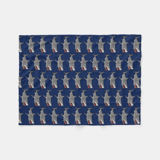 Patroon voor haaienCartoon op blauw Fleece Deken (Voorkant (Horizontaal))