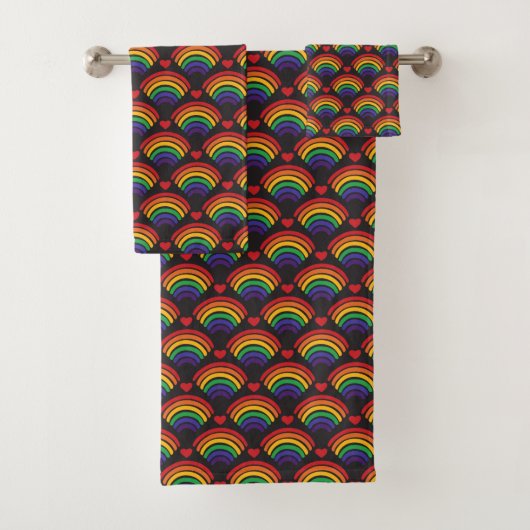 Patroon voor hart en regenbogen bad handdoek (Insitu)