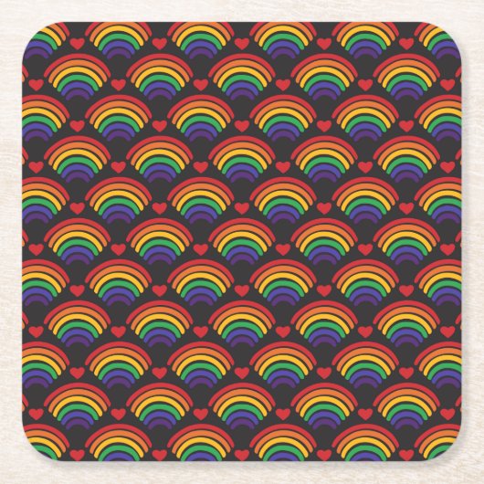 Patroon voor hart en regenbogen kartonnen onderzetters (Voorkant)
