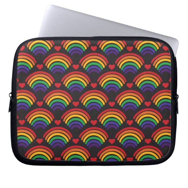 Patroon voor hart en regenbogen laptop sleeve (Voorkant)