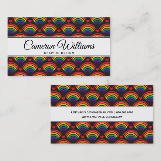 Patroon voor hart en regenbogen visitekaartje (Voorkant / Achterkant)