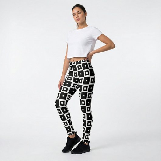 Patroon voor hedendaagse driedaagse zwarte en witt leggings