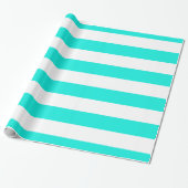 Patroon voor heldere Aqua, witte XL Stripes Cadeaupapier (Uitgerold)