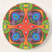 Patroon voor helderrode en groene tinten zandsteen onderzetter (Voorkant)