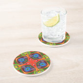 Patroon voor helderrode en groene tinten zandsteen onderzetter (Zijkant)