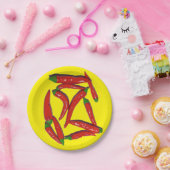 Patroon voor hotrroodroodpaprika's papieren bordje (Feest)