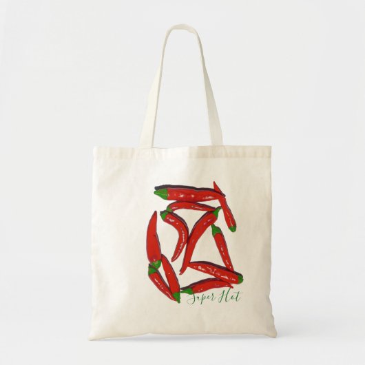 Patroon voor hotrroodroodpaprika's tote bag (Voorkant)