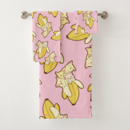 Patroon voor katten en bananen bad handdoek