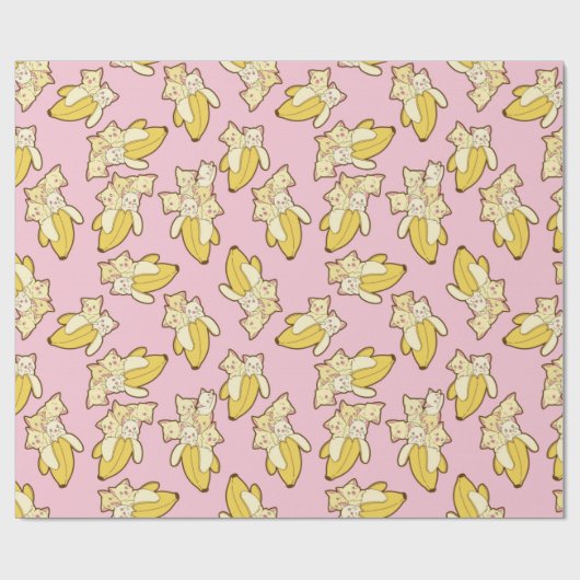 Patroon voor katten en bananen cadeaupapier (Vlak)