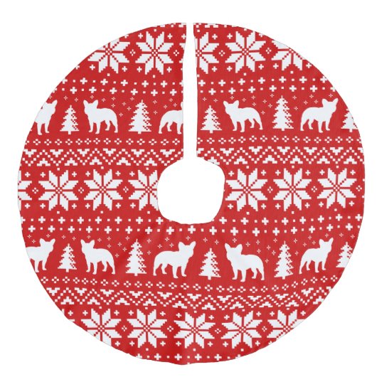 Patroon voor kerstfeestjes in bulledogs imitatie linnen kerstboom rok (Voorkant)