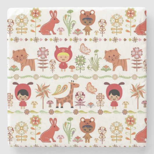 Patroon voor kinderen en dieren stenen onderzetter (Voorkant)