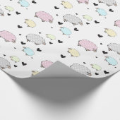 Patroon voor kleine schapen en harten cadeaupapier (Hoek)