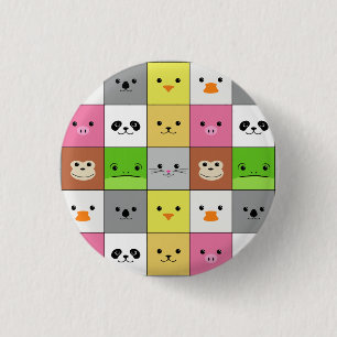 Patroon voor kleurrijk dierlijk gezichtsveld ronde button 3,2 cm