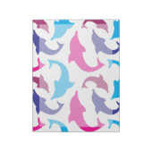 Patroon voor kleurrijke dolfijnen: warm roze Blauw Notitieblok (Linkerzijde)