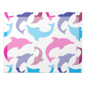 Patroon voor kleurrijke dolfijnen: warm roze Blauw Notitieblok (Voorkant)