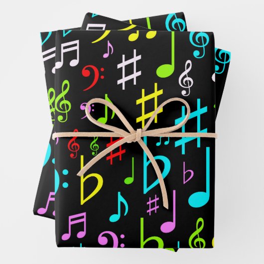Patroon voor kleurrijke muzikale notities en symbo inpakpapier vel (In situ)